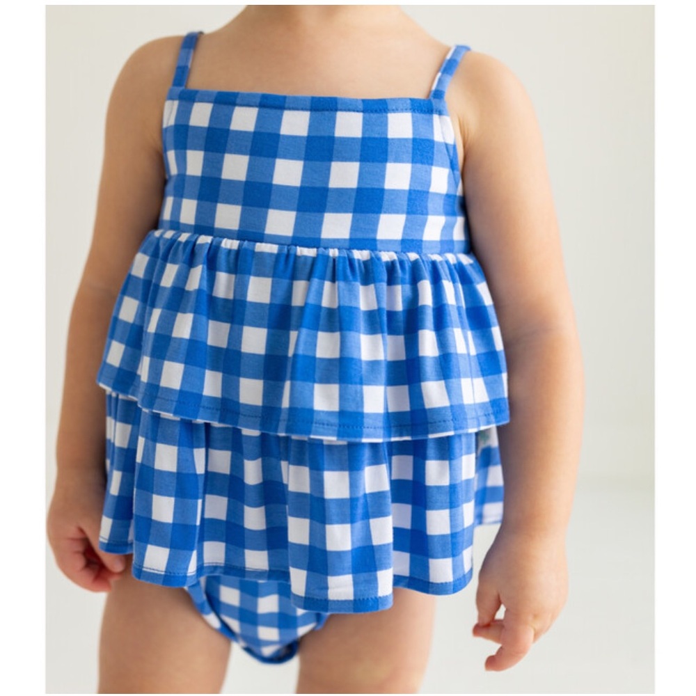 Posh Peanut Ruffled Spaghetti Strap Romper Joshua Ruffle baby girl 6-12 Months